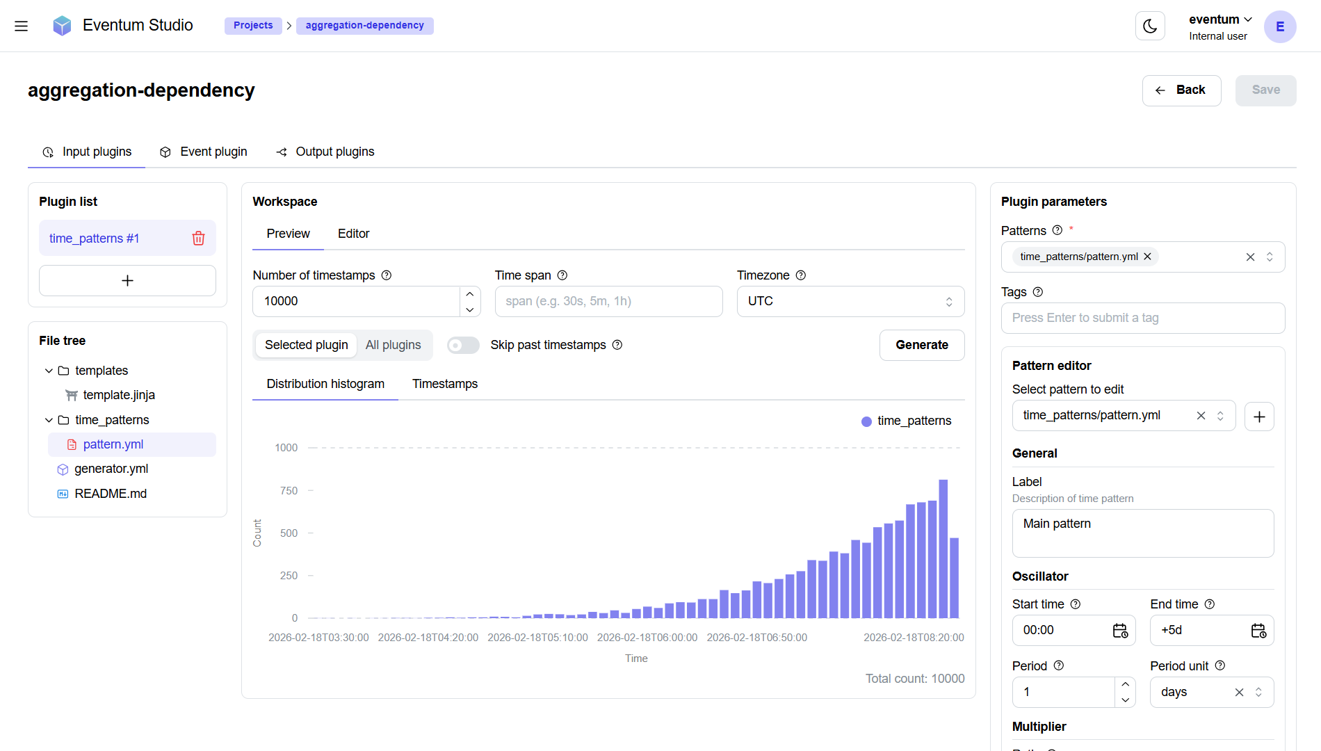 Input plugins tab in the project editor